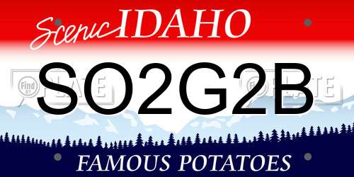 SO2G2B Idaho License Plate