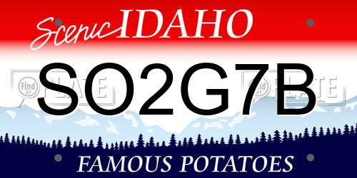 SO2G7B Idaho License Plate