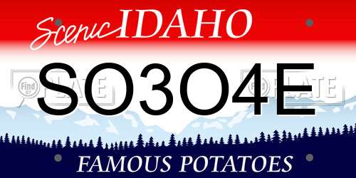 SO3O4E Idaho License Plate
