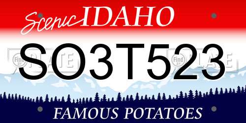 SO3T523 Idaho License Plate