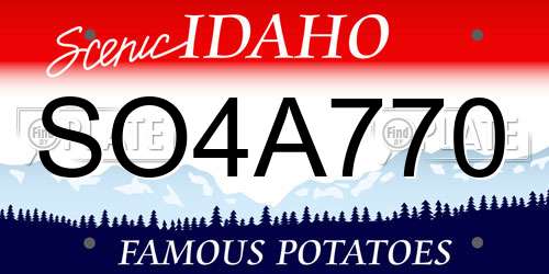 SO4A770 Idaho License Plate