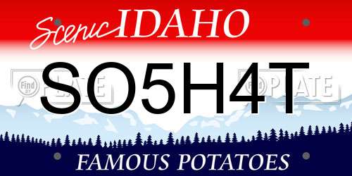 SO5H4T Idaho License Plate