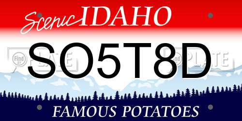 SO5T8D Idaho License Plate