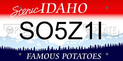 SO5Z1I Idaho License Plate