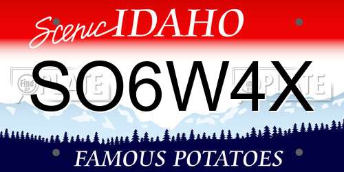 SO6W4X Idaho License Plate
