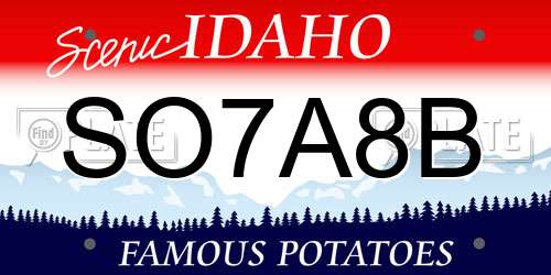 SO7A8B Idaho License Plate