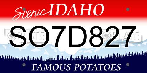 SO7D827 Idaho License Plate