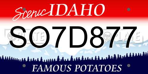 SO7D877 Idaho License Plate