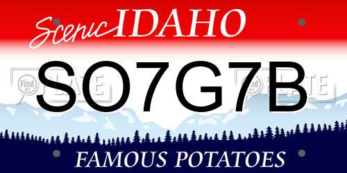 SO7G7B Idaho License Plate