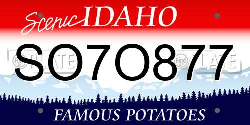 SO7O877 Idaho License Plate