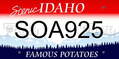 SOA925 Idaho License Plate