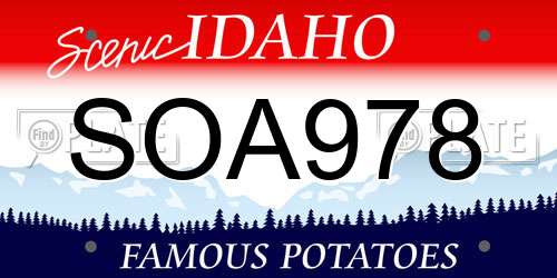 SOA978 Idaho License Plate