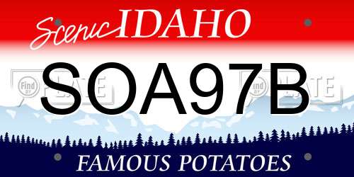 SOA97B Idaho License Plate