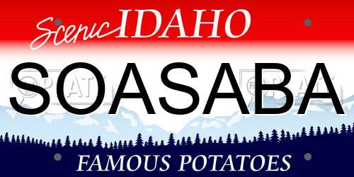 SOASABA Idaho License Plate