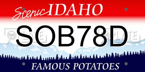 SOB78D Idaho License Plate