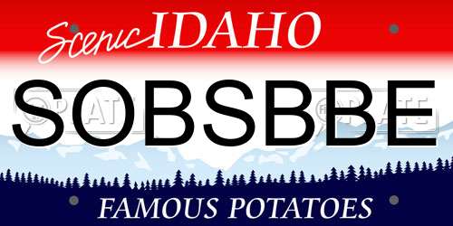 SOBSBBE Idaho License Plate