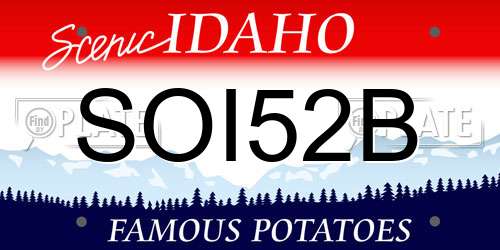 SOI52B Idaho License Plate