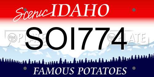 SOI774 Idaho License Plate