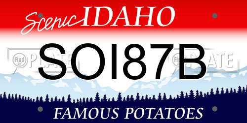 SOI87B Idaho License Plate