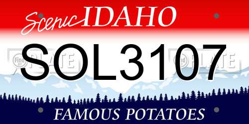 SOL3107 Idaho License Plate