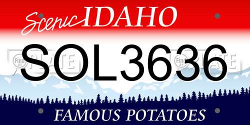 SOL3636 Idaho License Plate