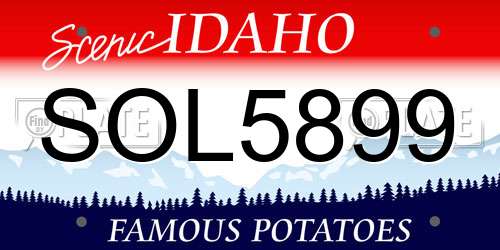 SOL5899 Idaho License Plate