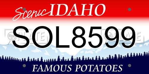 SOL8599 Idaho License Plate
