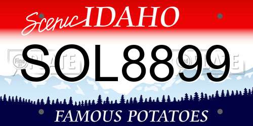 SOL8899 Idaho License Plate