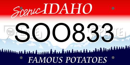 SOO833 Idaho License Plate