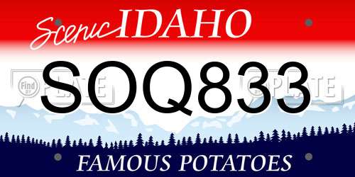 SOQ833 Idaho License Plate