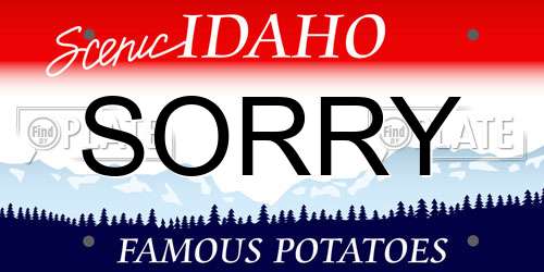 SORRY Idaho License Plate