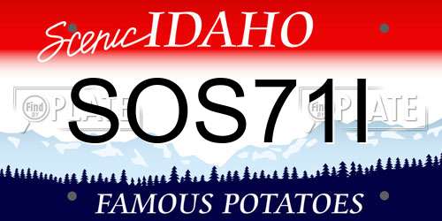SOS71I Idaho License Plate