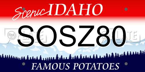 SOSZ80 Idaho License Plate