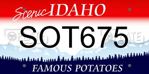 SOT675 Idaho License Plate