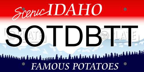 SOTDBTT Idaho License Plate