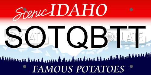 SOTQBTT Idaho License Plate