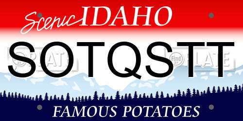 SOTQSTT Idaho License Plate