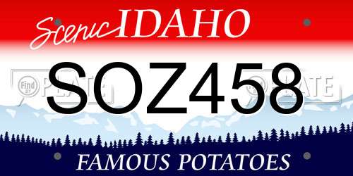 SOZ458 Idaho License Plate