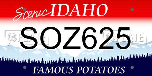SOZ625 Idaho License Plate