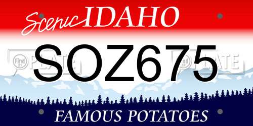 SOZ675 Idaho License Plate