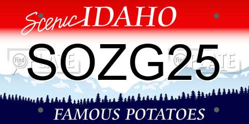 SOZG25 Idaho License Plate