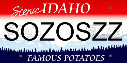 SOZOSZZ Idaho License Plate