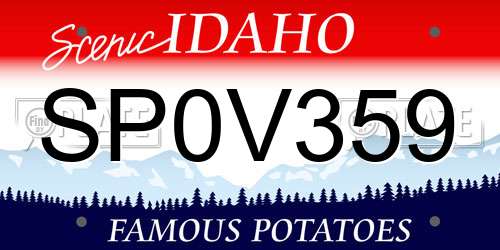 SP0V359 Idaho License Plate