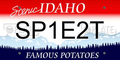 SP1E2T Idaho License Plate