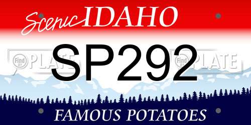SP292 Idaho License Plate