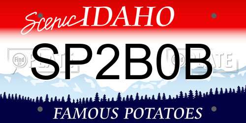 SP2B0B Idaho License Plate