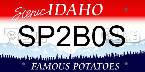 SP2B0S Idaho License Plate