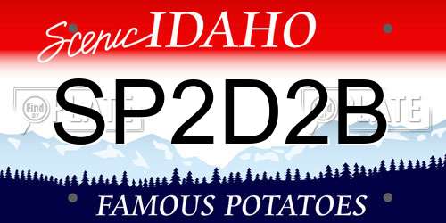 SP2D2B Idaho License Plate
