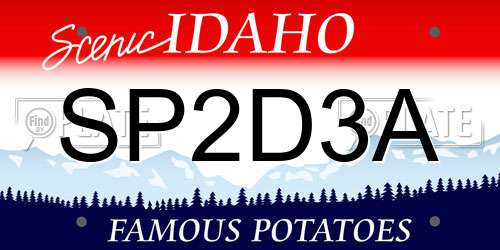 SP2D3A Idaho License Plate