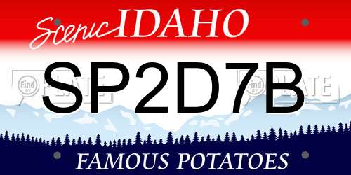 SP2D7B Idaho License Plate